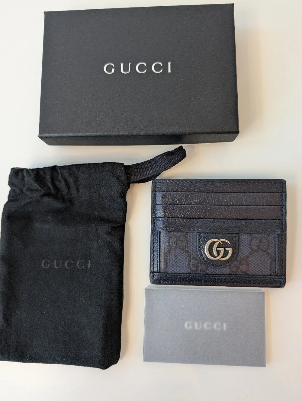 ​GUCCI Ophidia GG Supreme Canvas and Leather Card Case Wallet 100% Authentic